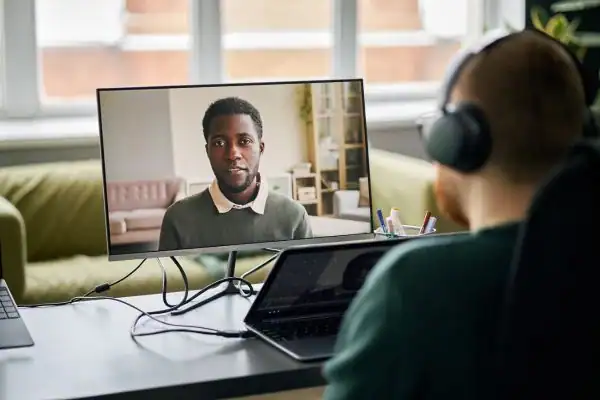 Man attending online mediation Southwark MIAMS session